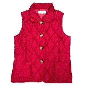 Talbots Petites Talbots Outlet Button Front Red Diamond Quilted Puffer Vest